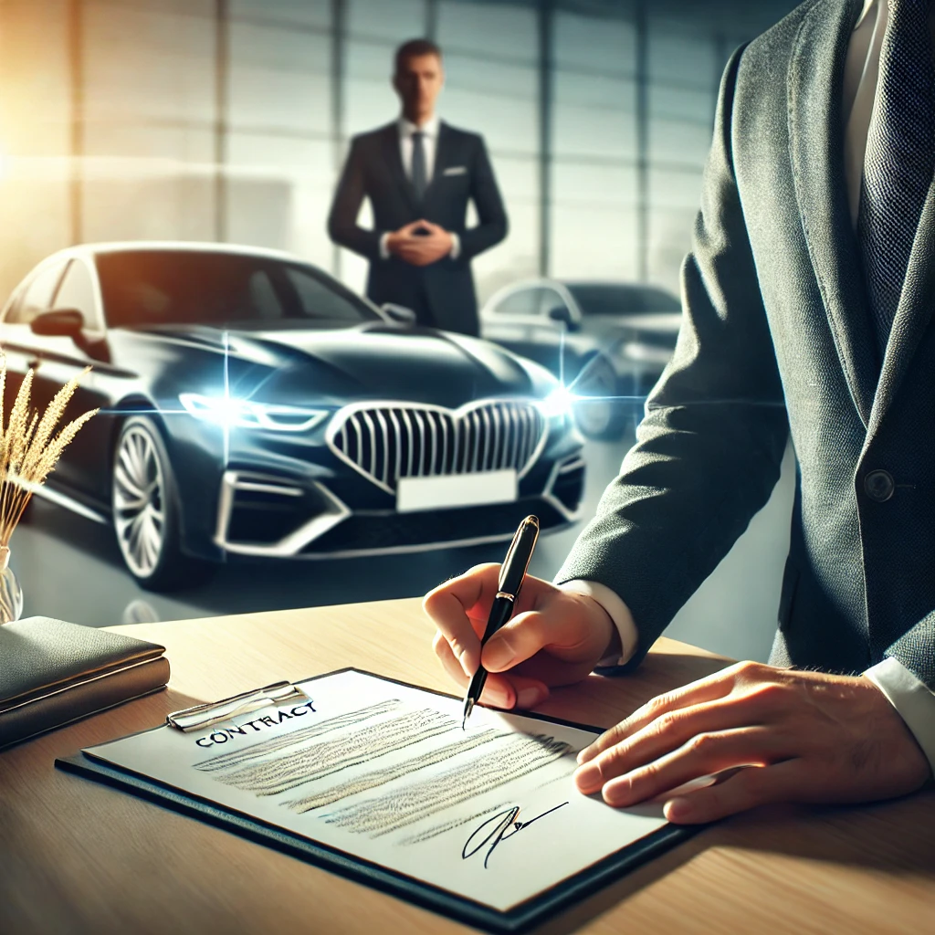 Homem segurando chave do carro novo